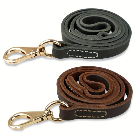 A Soft And Durable Leather Leash for Medium And Large Dog Breeds, Designed for Heavy-Duty Training