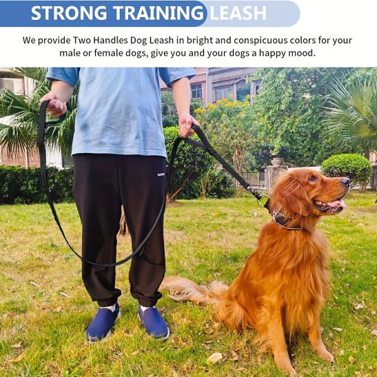 6ft Dog Leash, Heavy Duty Dog Training Leash with Double Handles, Reflective Rope Leash with Quick Releaseu002FLocking Tactical Frog Clip for Medium and Large Dogs